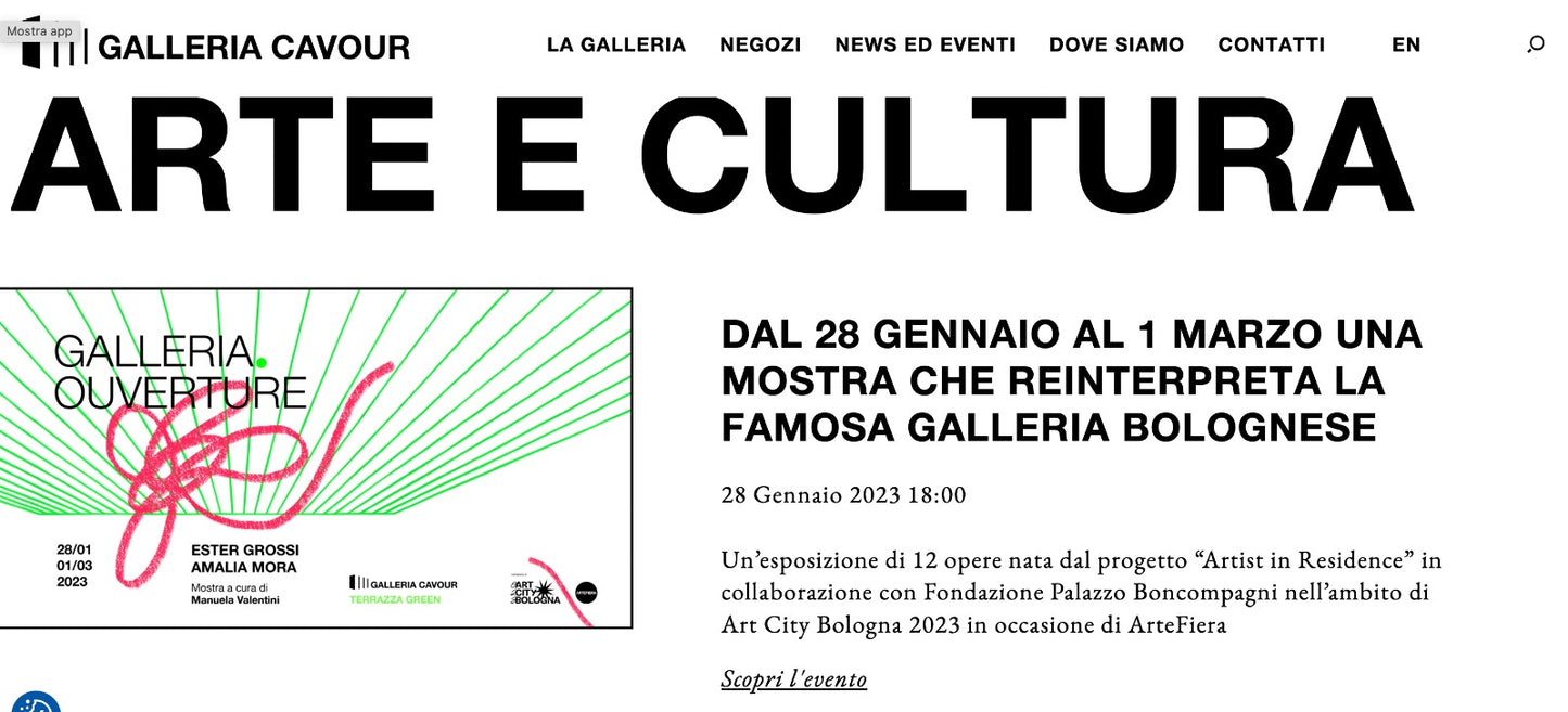 Galleria. Ouvertoure. | Galleria Cavour 1959 | ART CITY Bologna 2023